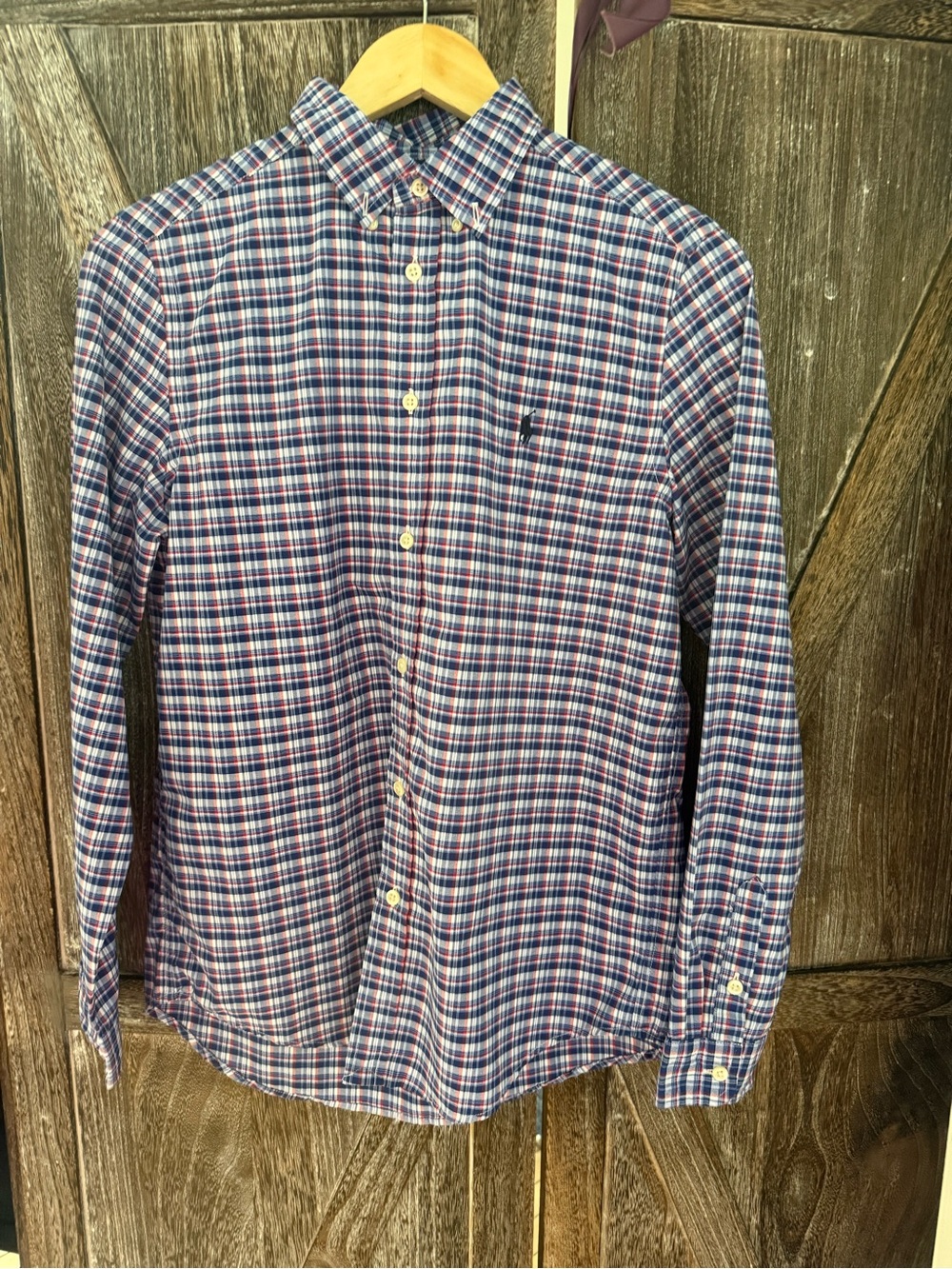 Boy’s Polo Ralph Lauren Button-Down Plaid Shirt in Blue and Red